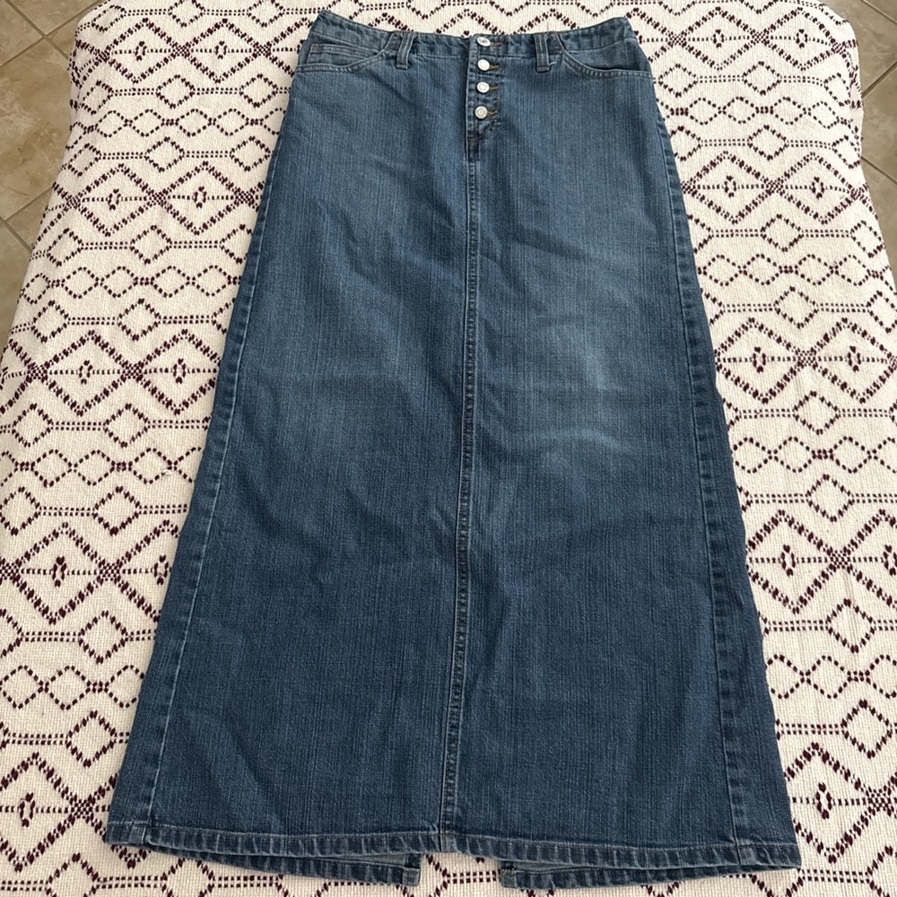 Vtg Y2K Gap Button Fly Maxi Denim Skirt Sz 6